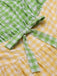 Abito patchwork multicolore anni '50 con spalline a quadri