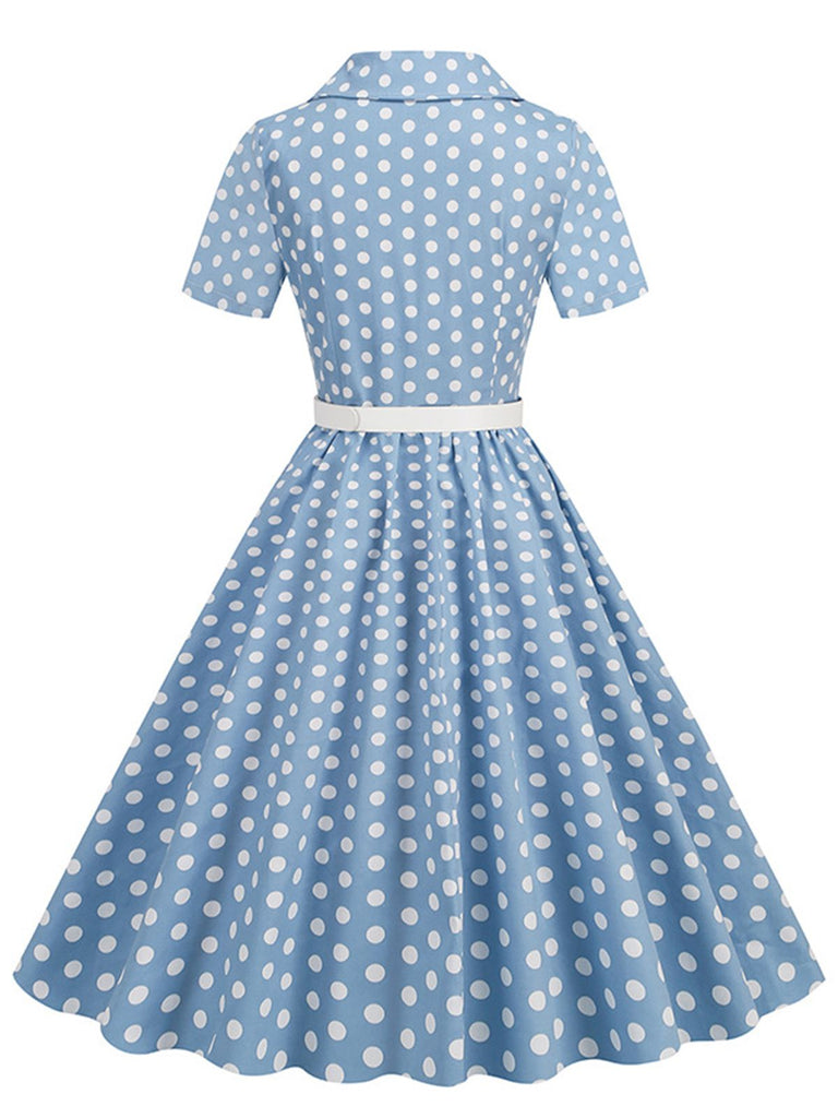 Abito con cintura e revers a pois anni '50