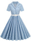 Abito con cintura e revers a pois anni '50