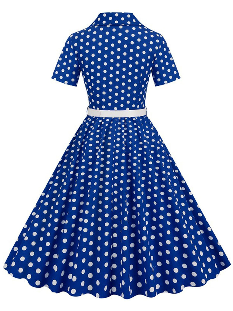 Abito con cintura e revers a pois anni '50