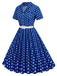 Abito con cintura e revers a pois anni '50
