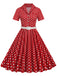 Abito con cintura e revers a pois anni '50