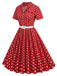 Abito con cintura e revers a pois anni '50