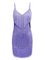 Abito con frange e spalline sottili viola anni '60