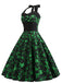 Abito trifoglio con scollo all'americana patchwork verde anni '50