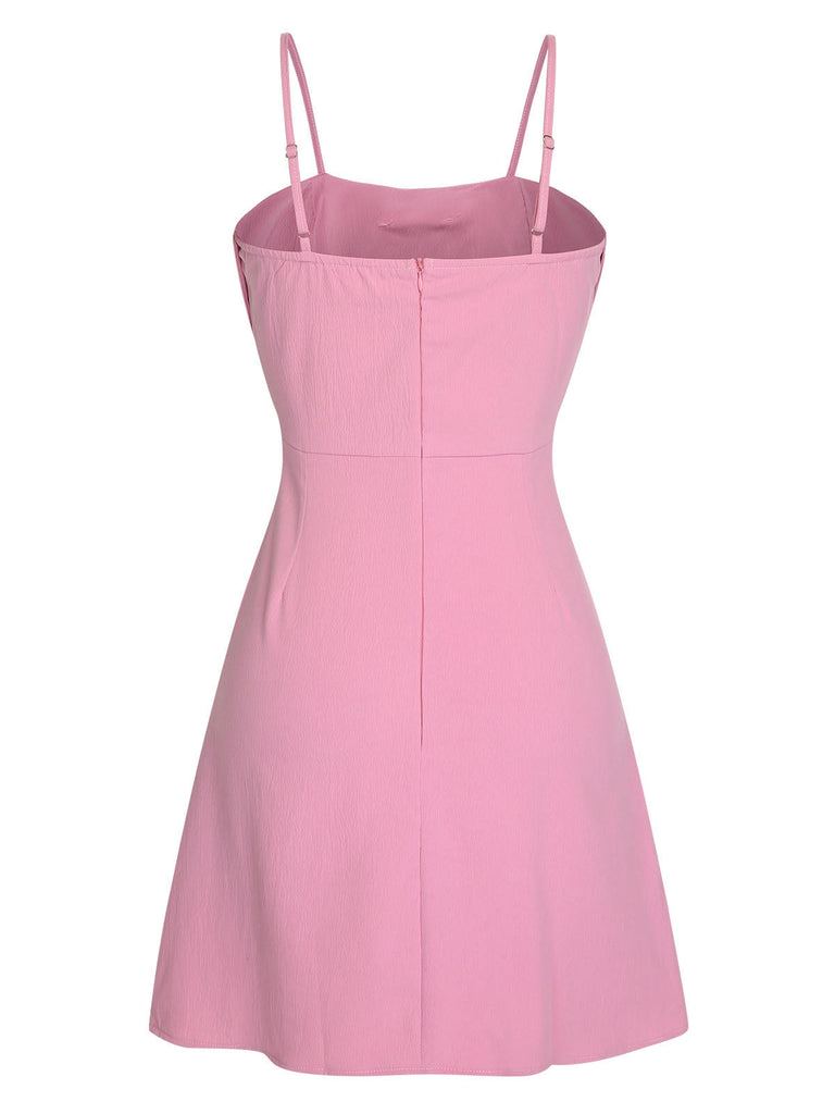 Abito con fiocco e spalline sottili rosa anni '60