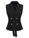 2PCS Canotta scollo a V e gonna a pieghe nero anni '60