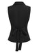 2PCS Canotta scollo a V e gonna a pieghe nero anni '60