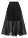 2PCS Canotta scollo a V e gonna a pieghe nero anni '60