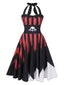 Abito con teschio scollo all'americana Halloween nero anni '50