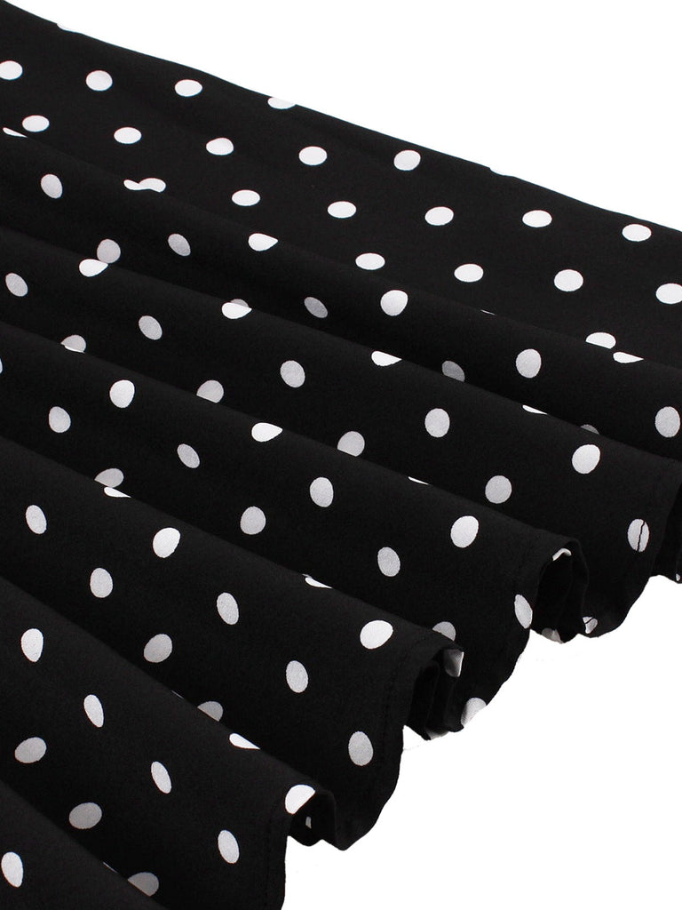 Abito a ruota patchwork con scollo a giro nero anni '50