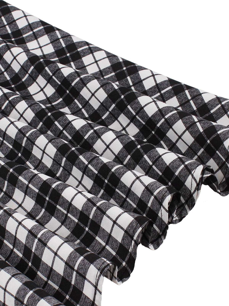 Abito a ruota patchwork con scollo a giro nero anni '50