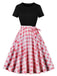 Abito a ruota patchwork con scollo a giro nero anni '50