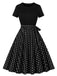 Abito a ruota patchwork con scollo a giro nero anni '50