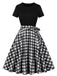 Abito a ruota patchwork con scollo a giro nero anni '50