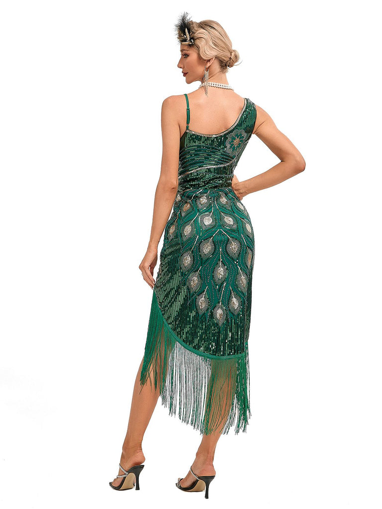 Abito da festa midi paillettes frange vintage anni '20