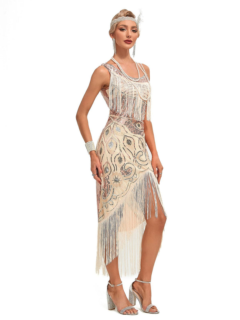 Abito da festa midi paillettes frange vintage anni '20