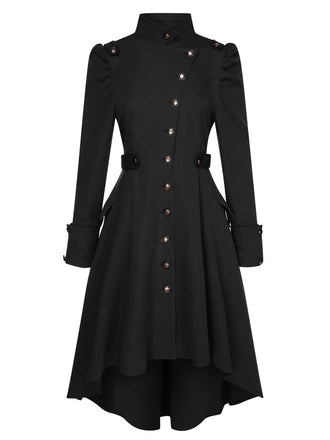 Cappotto con bottoni e collo alto in tinta unita anni '50