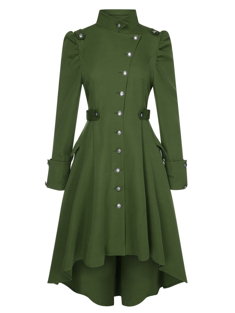 Cappotto con bottoni e collo alto in tinta unita anni '50