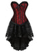 2PCS Corsetto in pizzo steampunk e gonna alta e bassa blu anni '70