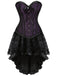 2PCS Corsetto in pizzo steampunk e gonna alta e bassa blu anni '70