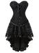 2PCS Corsetto in pizzo steampunk e gonna alta e bassa blu anni '70