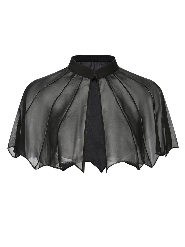 Mantella trasparente con ali di pipistrello nero anni '50