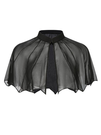 Mantella trasparente con ali di pipistrello nero anni '50