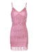 Abito rosa spalline sottili frange scollo a V anni '20