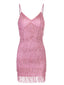 Abito rosa spalline sottili frange scollo a V anni '20