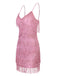 Abito rosa spalline sottili frange scollo a V anni '20