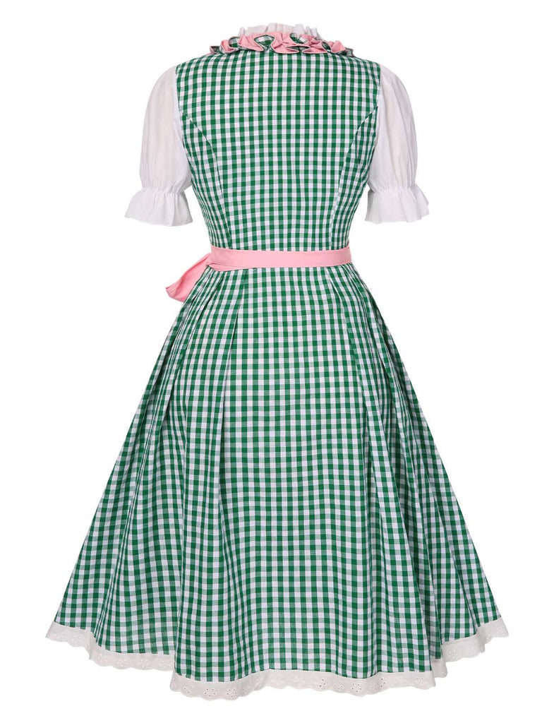 2PCS Top e abito a quadri e grembiule Oktoberfest anni '50