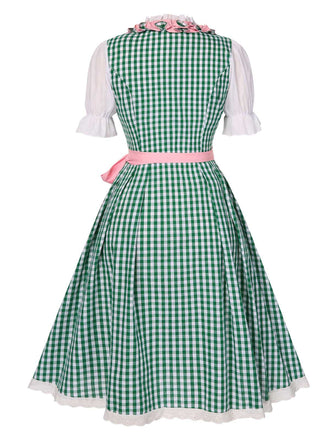 2PCS Top e abito a quadri e grembiule Oktoberfest anni '50