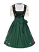 2PCS Top bianco e abito nero e grembiule verde Oktoberfest anni '50