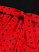 Abito a pois con cintura patchwork rosso anni '50