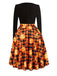 Abito patchwork con scollo a onda Halloween anni '50