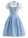 Completo con abito patchwork in pizzo Oktoberfest blu anni '50