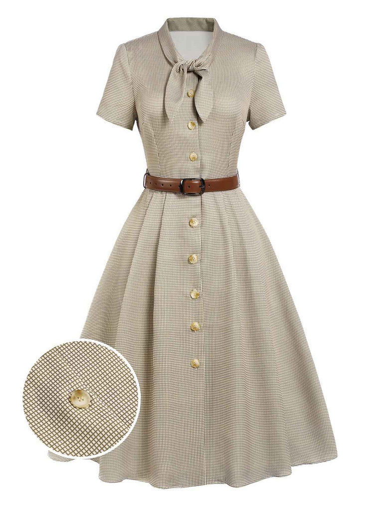 Abito piccolo plaid a quadri marrone anni '40