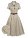 Abito piccolo plaid a quadri marrone anni '40