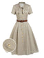 Abito piccolo plaid a quadri marrone anni '40