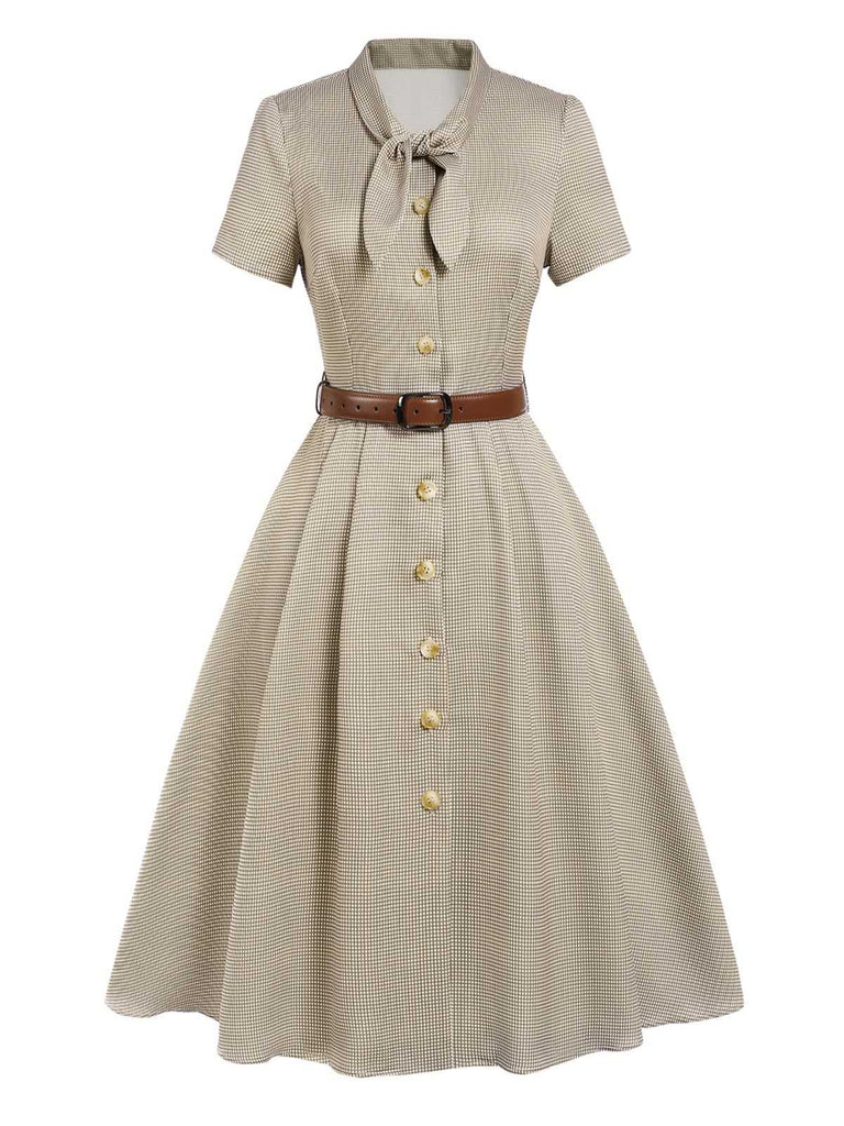 Abito piccolo plaid a quadri marrone anni '40