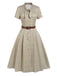 Abito piccolo plaid a quadri marrone anni '40