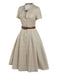 Abito piccolo plaid a quadri marrone anni '40