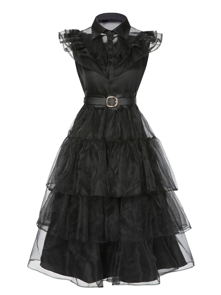 Abito in pizzo cintura Halloween rosso anni '50