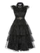 Abito in pizzo cintura Halloween rosso anni '50