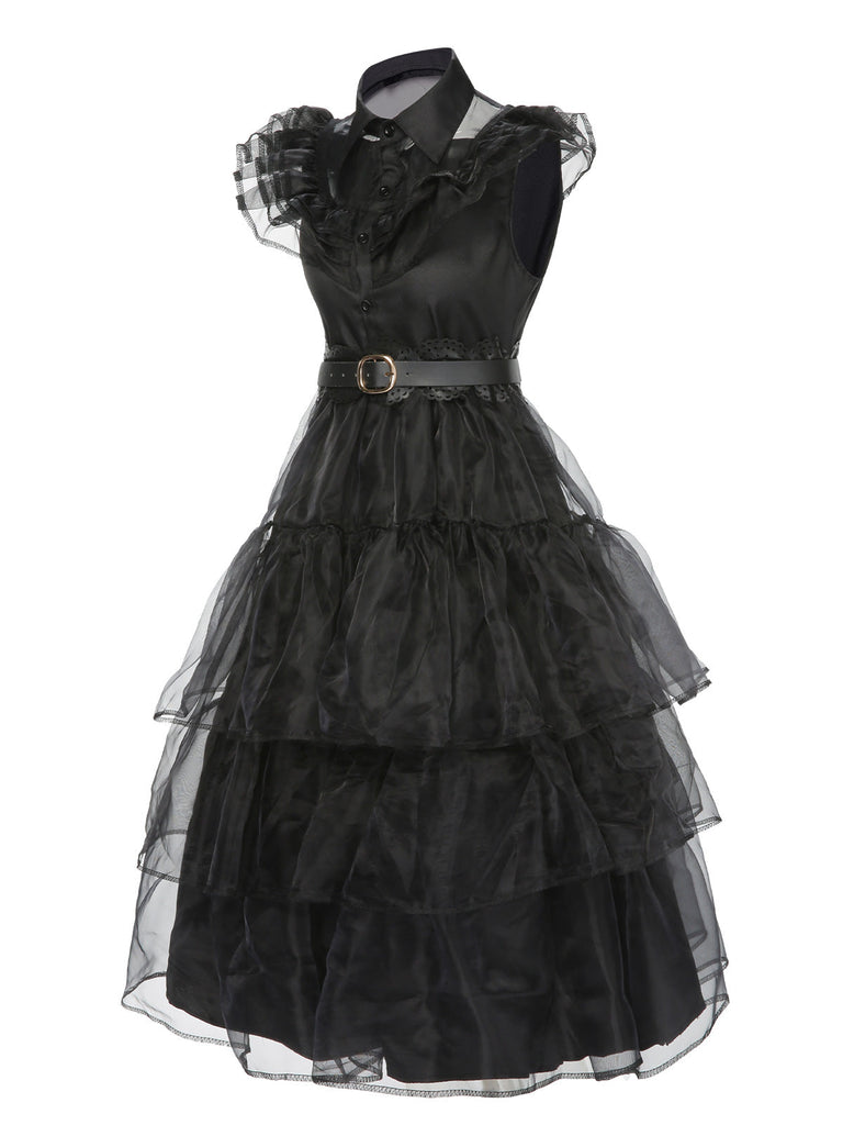 Abito in pizzo cintura Halloween rosso anni '50