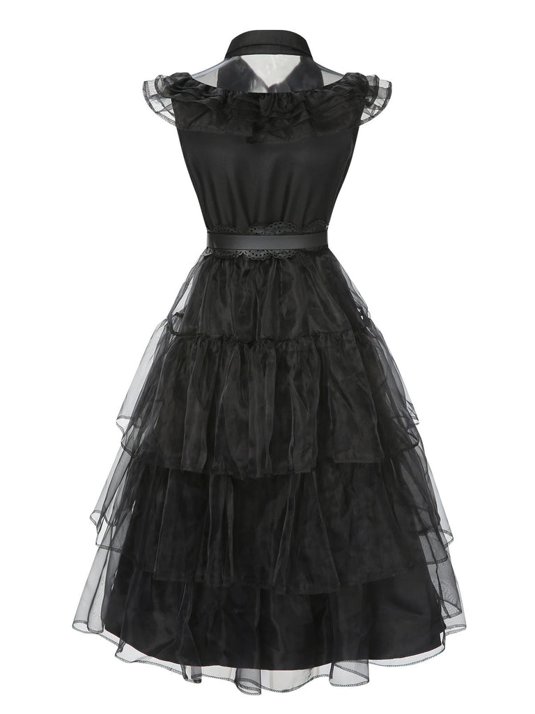 Abito in pizzo cintura Halloween rosso anni '50