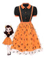 2PCS Camicetta colletto Peter Pan e gonna faccina sorridente Halloween anni '40