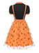 2PCS Camicetta colletto Peter Pan e gonna faccina sorridente Halloween anni '40