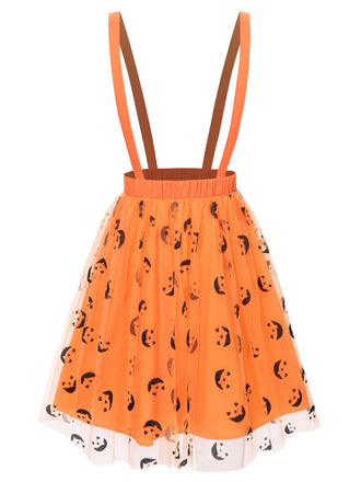 Gonna in rete con faccina sorridente Halloween arancione anni '40